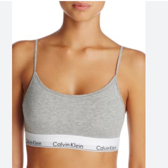 CALVIN KLEIN Modern Cotton Unlined Bralette Heather Grey Size Medium - Picture 1 of 6